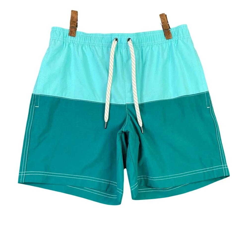 Sonoma Swim Trunks Mens Small Teal Blue Color Block 7